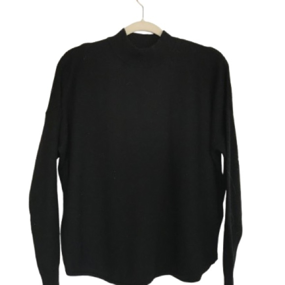 Madewell Black Mockneck Sweater Size L | Wool Alpaca Blend | Luxe Minimalist - Picture 3 of 6